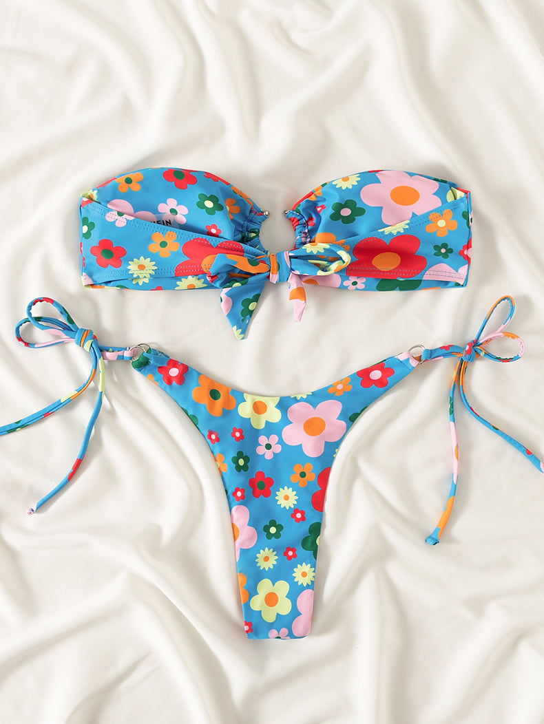 Swimsuit Women Summer Tube Top Sexy Bikini Fresh Printed Bikini Swimsuit Bella Mia